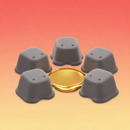 Ilustración de dibujos animados mostrando las piezas interconectadas de un molde de bronce antiguo.