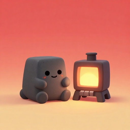 Ilustración de dibujos animados de hierro fundido saliendo de un horno.