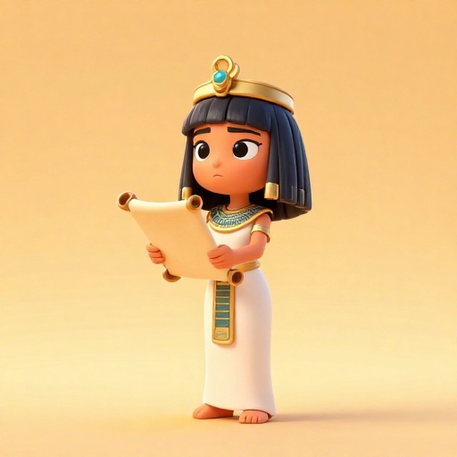 La reina Cleopatra VII con aspecto decidido con un estilo egipcio y griego.