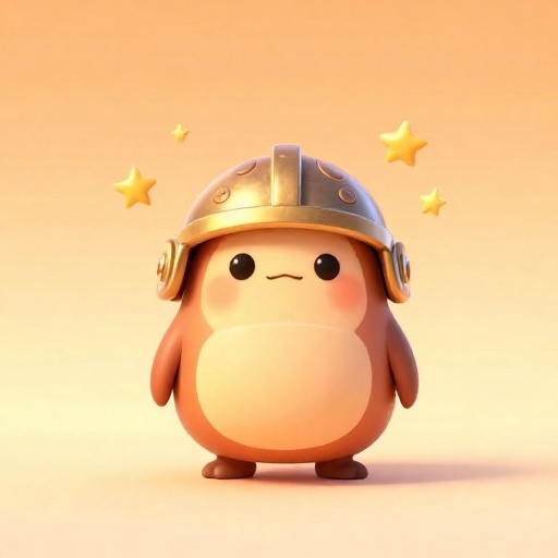 Un tardígrado de dibujos animados luciendo antiguo y resistente con pequeñas estrellas a su alrededor.