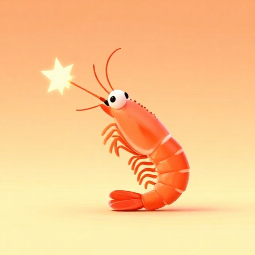 Un camarón mantis de dibujos animados preparando su poderoso mazo de golpeo.