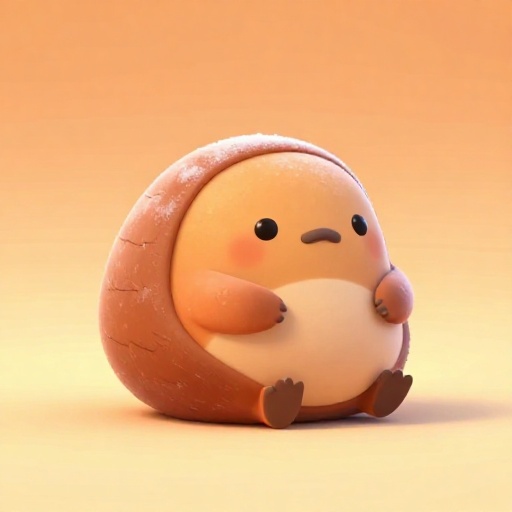 Un tardígrado de dibujos animados enrollado en forma protectora.