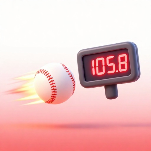 El lanzamiento de béisbol más rápido a 105.8 mph con efecto de desenfoque.