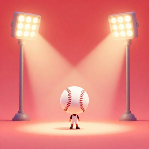 Campo de béisbol iluminado por brillantes luces del estadio por la noche.