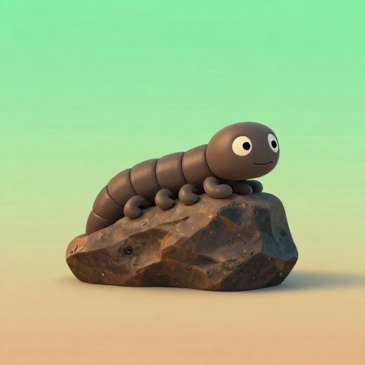 Un fósil de milpiés antiguo de dibujos animados en una roca.