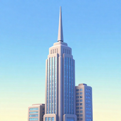 El Chrysler Building levantando secretamente su aguja Art Déco sobre un edificio rival más bajo.