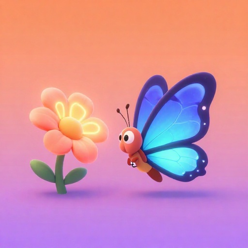 La larga probóscide enrollada de una mariposa de dibujos animados desenrollándose.