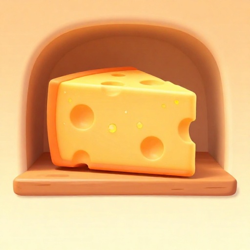 Una gran rueda de queso añejo con cristales de sabor visibles en una cueva.