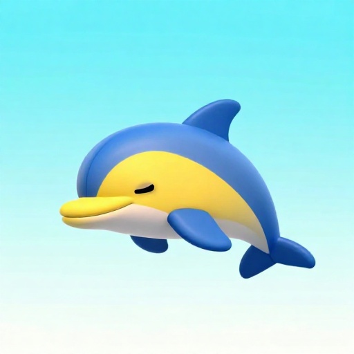 Un delfín de dibujos animados mostrando la mitad de su cerebro dormido mientras la otra mitad está despierta.