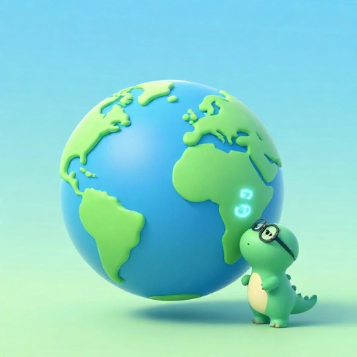 Tierra de dibujos animados junto a una roca antigua y brillante con un pequeño dinosaurio mirándola