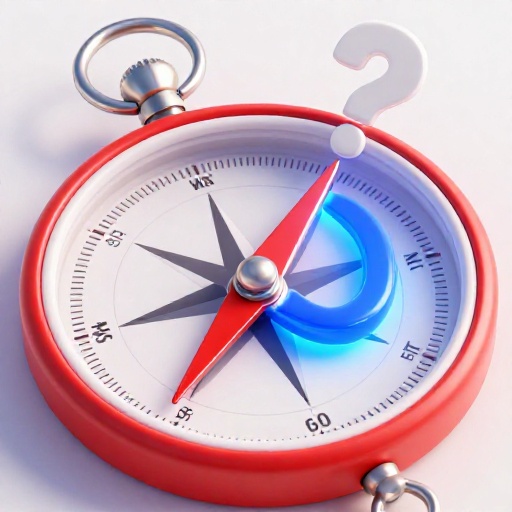 Brújula de dibujos animados apuntando hacia un punto de referencia del Polo Norte que es magnéticamente el polo opuesto