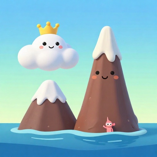 Comparación de dibujos animados del Monte Everest y Mauna Kea, mostrando la base de Mauna Kea bajo el agua para ilustrar su altura total