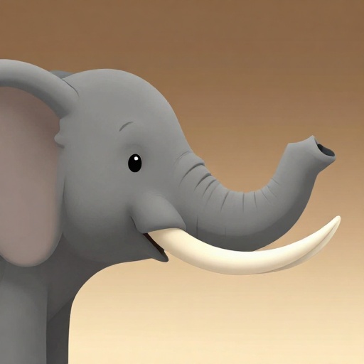 Diagrama de dibujos animados que muestra un colmillo de elefante como un diente muy largo que crece desde el cráneo.