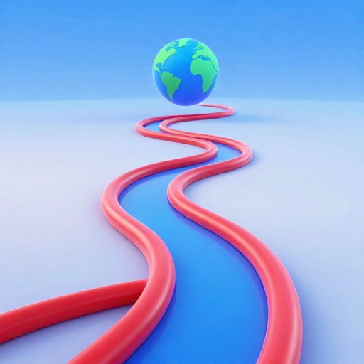 Ilustración de una red de vasos sanguíneos extendiéndose alrededor de la Tierra.