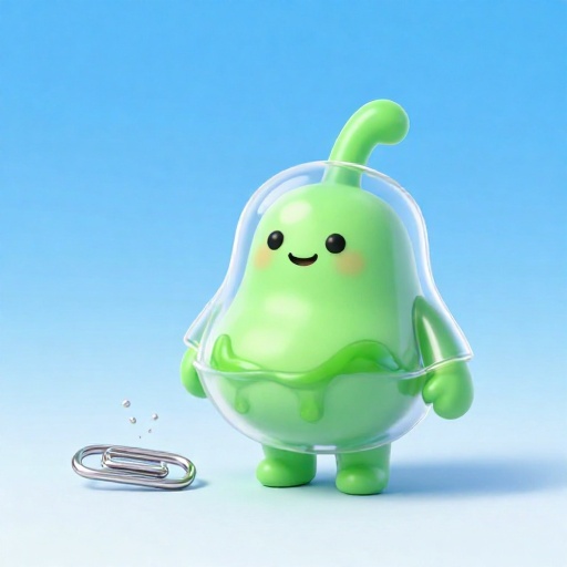 Estómago de caricatura usando un traje junto a metal disolviéndose.