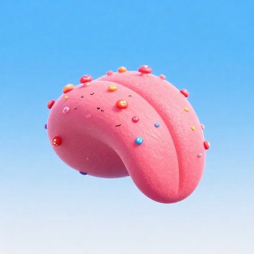 Primer plano de caricatura de una lengua cubierta de papilas gustativas.