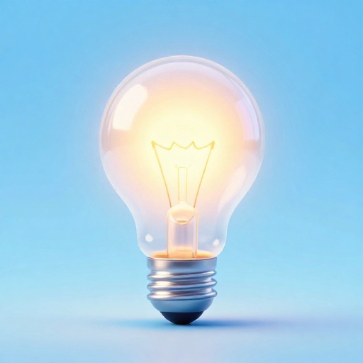 Un dibujo animado de una bombilla clásica con un filamento de bambú brillante en su interior.