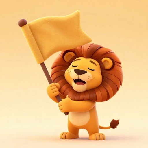 Un dibujo animado de un león demostrando un agarre fuerte y enfocado con sus mandíbulas.