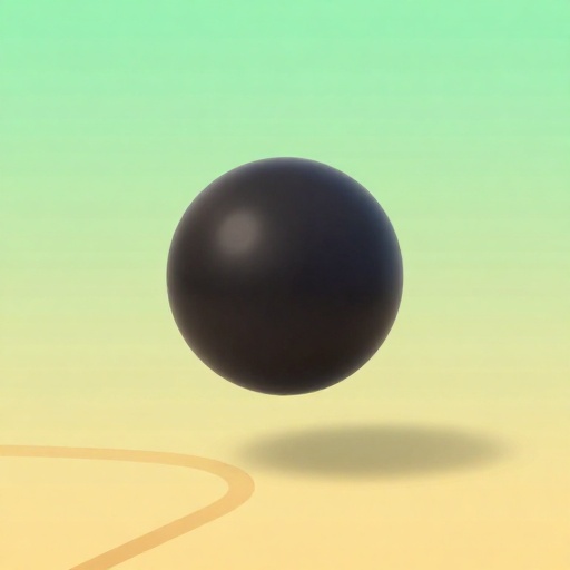 Una pelota de goma maciza en caricatura utilizada en el antiguo juego de pelota maya.