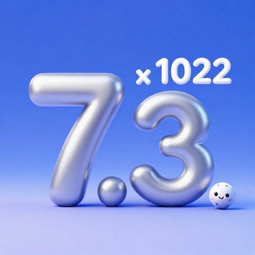 Representación de dibujos animados de la masa de la Luna escrita en notación científica.