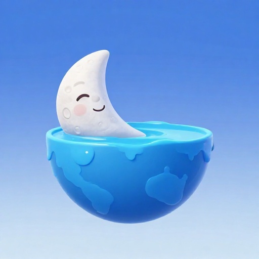 Dibujos animados que muestran la gravedad de la Luna tirando del agua del océano de la Tierra para crear mareas.