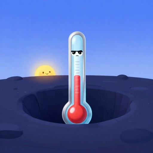 Cráter de dibujos animados en la Luna que muestra temperaturas extremadamente frías.