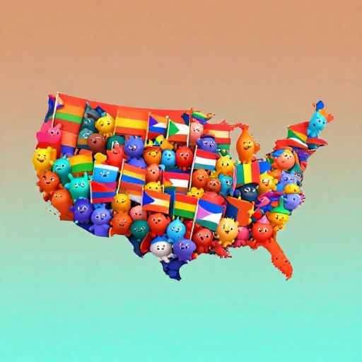 Ilustración de dibujos animados de 574 banderas tribales coloridas y distintas agrupadas.