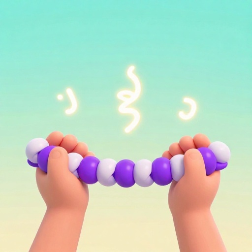 Ilustración de dibujos animados de un cinturón wampum tejido que muestra patrones históricos y texto brillante.