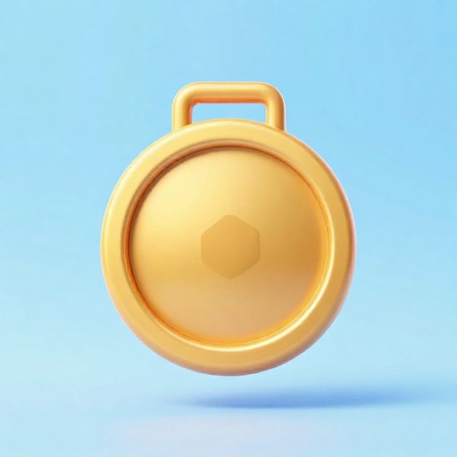 Dibujo estilo Pixar de una pesada medalla de oro con un trozo de metal oscuro adentro.