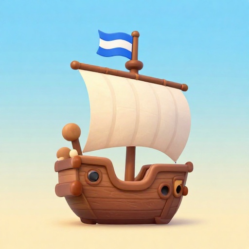 Un barco pirata escondiendo su bandera Jolly Roger detrás de una bandera amistosa mientras se acerca a otro barco.