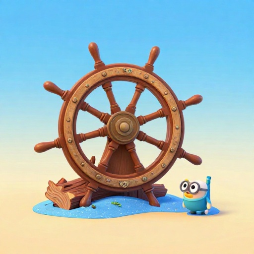 Cartoon illustration of the shipwrecked remains of a pirate ship under the ocean sand.