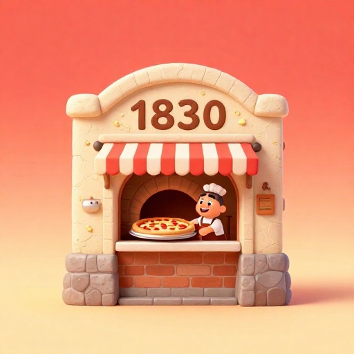 Una ilustración de la histórica Antica Pizzeria Port'Alba en Nápoles, todavía en funcionamiento hoy.