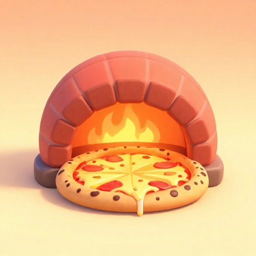 Una corteza de pizza con manchas carbonizadas saliendo de un horno extremadamente caliente y brillante.