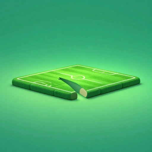 Ilustración de dibujos animados de un campo de fútbol que se corta rápidamente pieza por pieza.