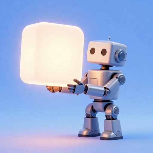 Un brazo de robot industrial de aspecto antiguo levantando cuidadosamente un objeto metálico pesado y brillante en un entorno de fábrica.