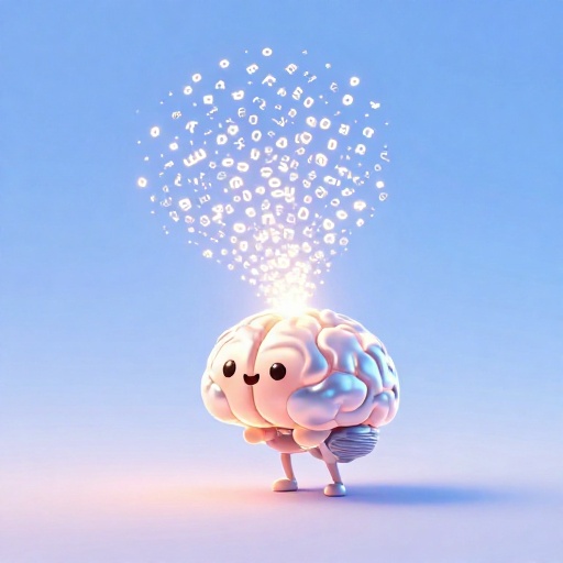 Una forma cerebral de IA brillante y abstracta absorbiendo una gran cantidad de datos de texto digital.