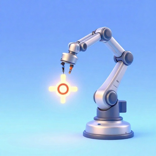 Un robot quirúrgico delicado y de múltiples brazos realizando una tarea precisa.