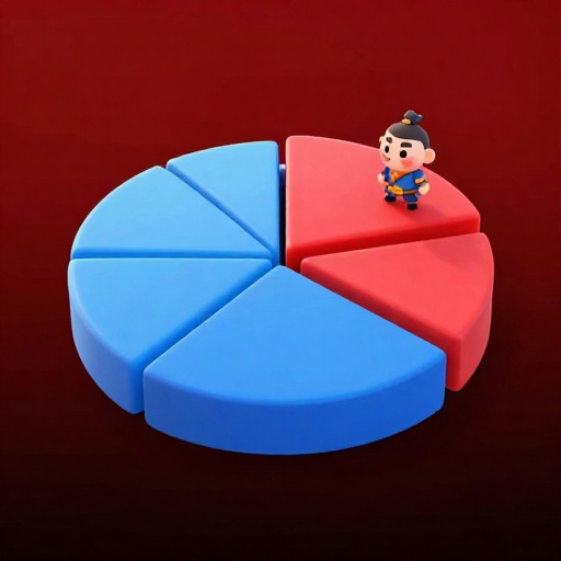 Una ilustración de dibujos animados de un gráfico circular que muestra que una décima parte de la población eran Samuráis.