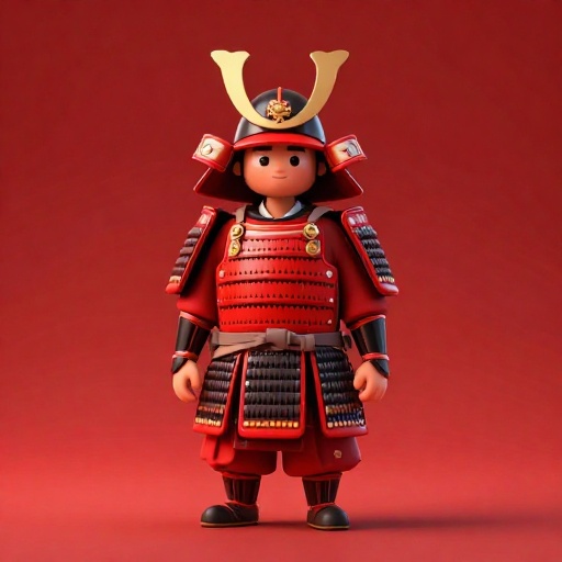 Una ilustración de dibujos animados de un traje de armadura samurái antiguo y pesado.