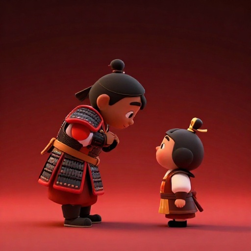 Una ilustración de dibujos animados del famoso samurái africano, Yasuke, sirviendo a su señor.