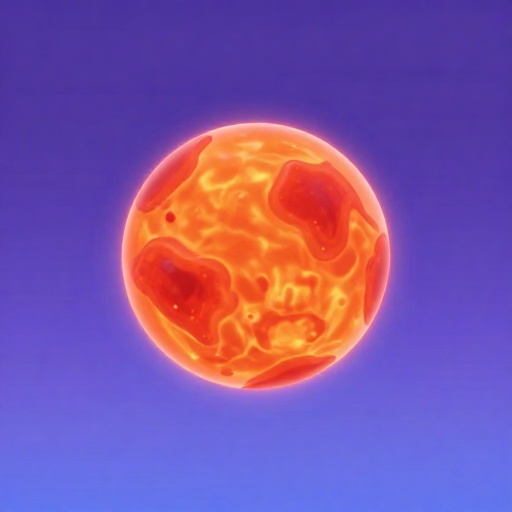 Planeta Venus de dibujos animados brillando intensamente por el calor