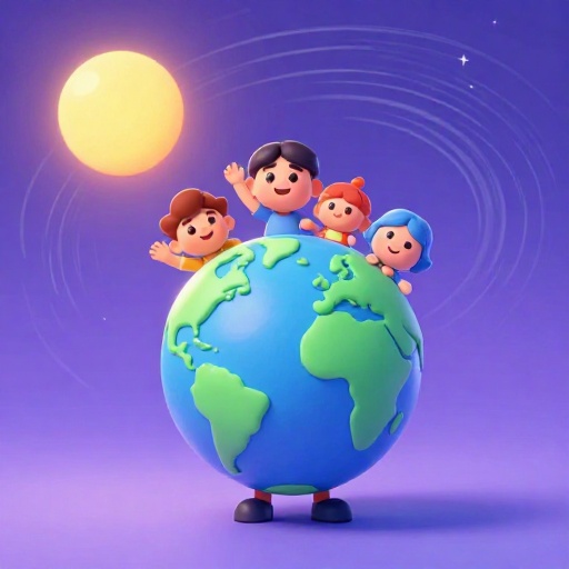 Tierra de dibujos animados moviéndose muy rápido en órbita alrededor del Sol