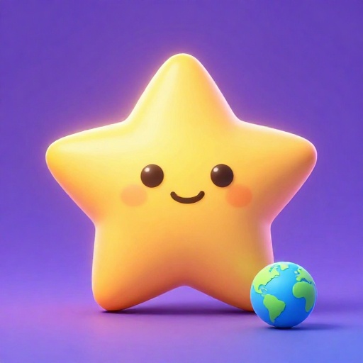 Sol de dibujos animados mucho más grande que una Tierra diminuta