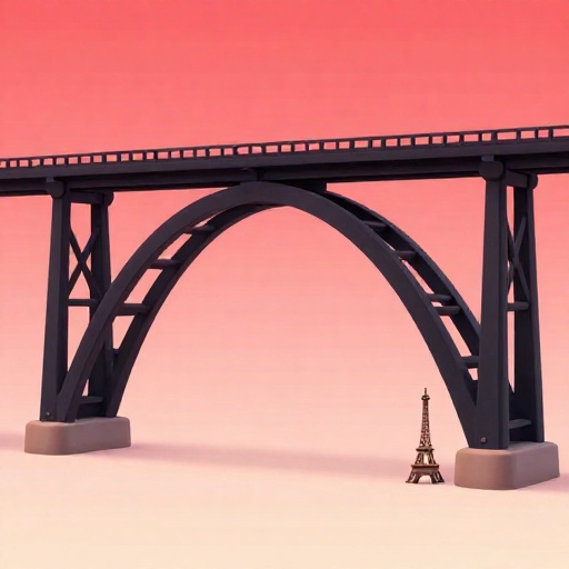 El Puente Ferroviario Chenab elevándose sobre un desfiladero fluvial, comparado con la Torre Eiffel.