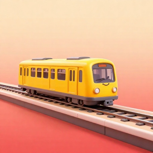 Un pequeño tren de metro de un solo vagón en una plataforma larga.