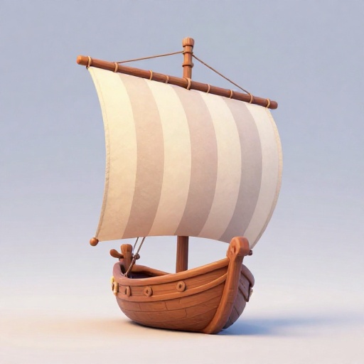 Una ilustración de dibujos animados de una vela de lana cuadrada muy grande en el mástil de un barco largo vikingo.