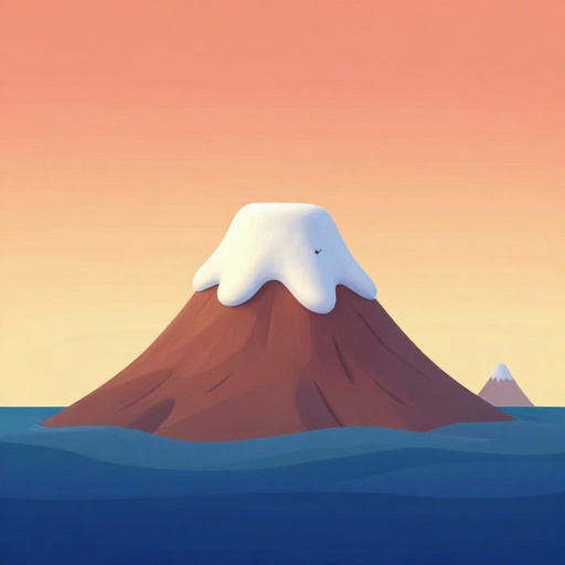 Una comparación de dibujos animados que muestra la base masiva de un volcán en escudo hawaiano elevándose sobre un Monte Everest más pequeño.