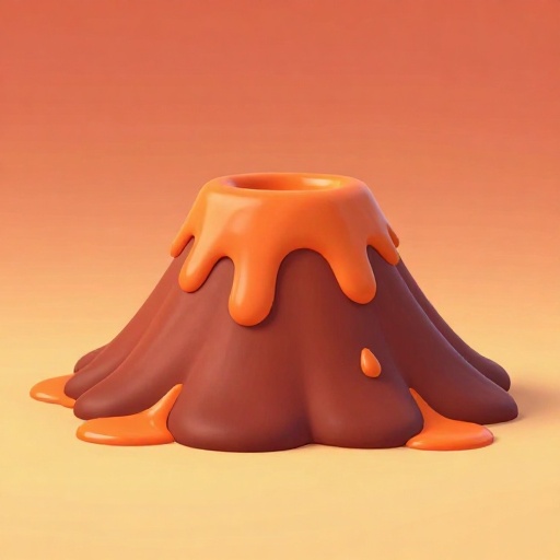 Un volcán en escudo de dibujos animados que es muy ancho y tiene laderas poco profundas con lava de movimiento lento.