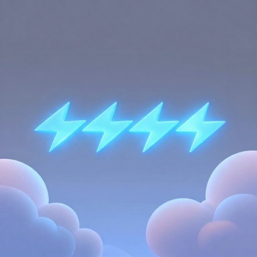 Un dibujo animado de un megaflash de rayo masivo y brillante que se extiende horizontalmente por el cielo.