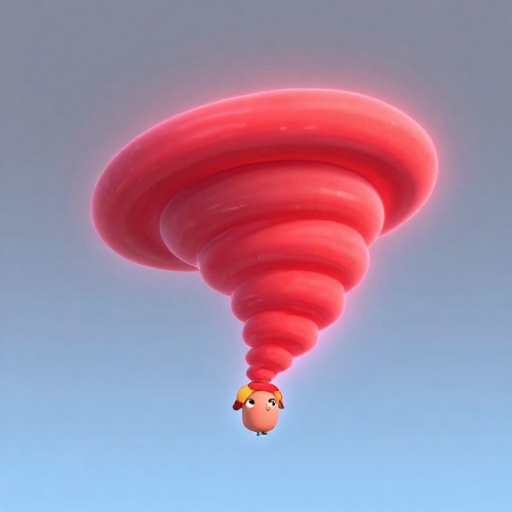 Un dibujo animado de un huracán girando más rápido y volviéndose más brillante en un lado para mostrar una rápida intensificación.